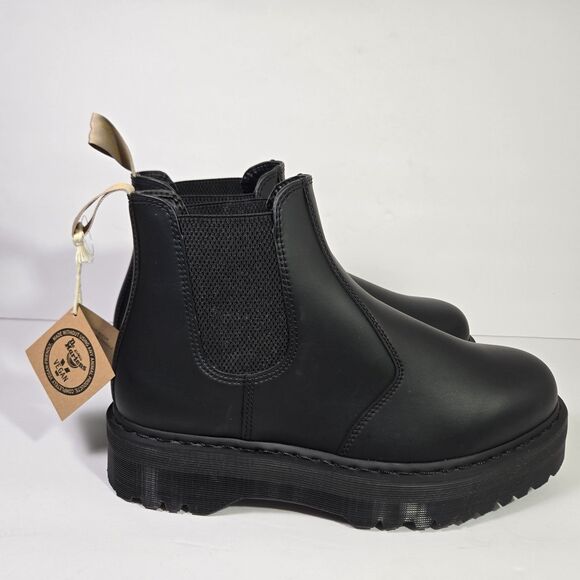 Dr Martens V 2976 Quad Mens 14 Chelsea Mono Boots Black Felix Rub Off Platform - Picture 1 of 8